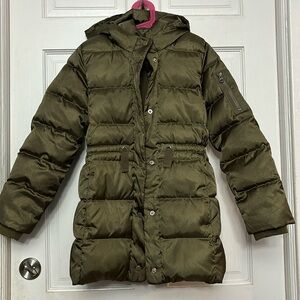 Girls olive GAP puffer coat size L (10-11)